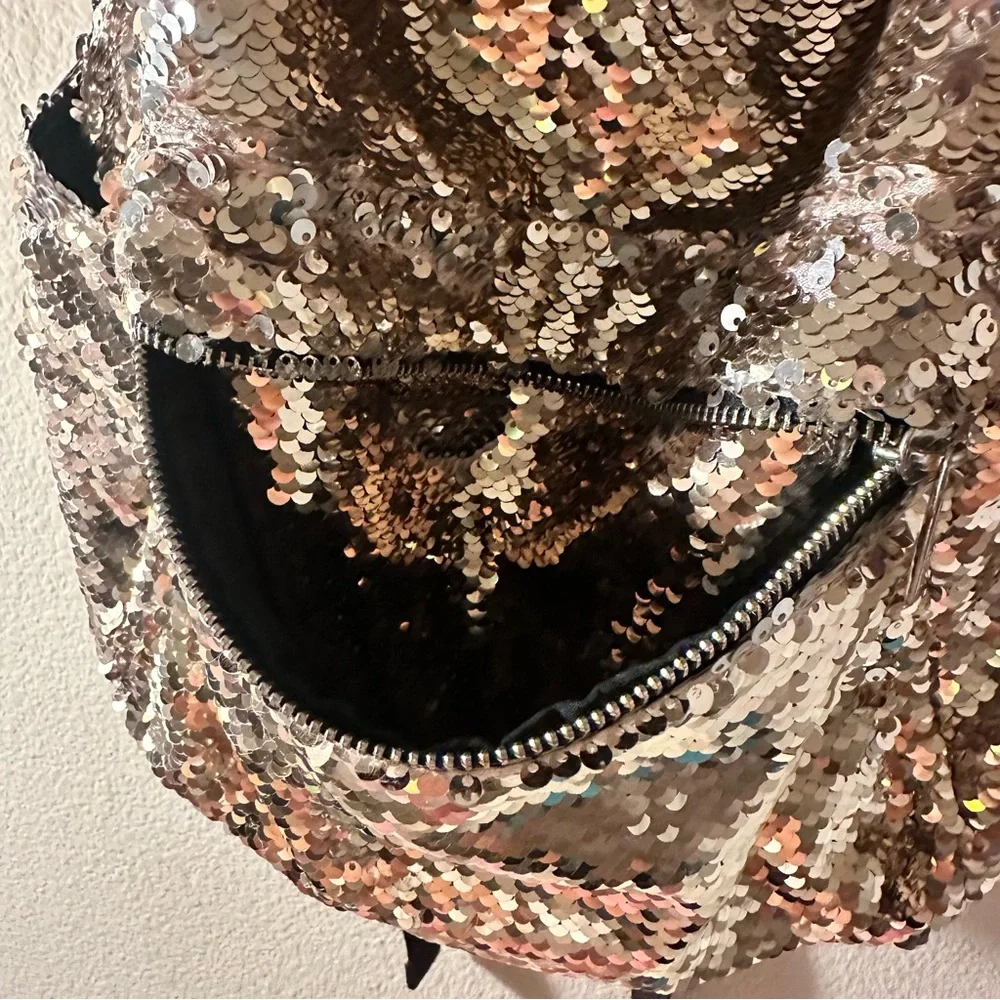 MalPolc Rose Gold Silver Sequin Backpack